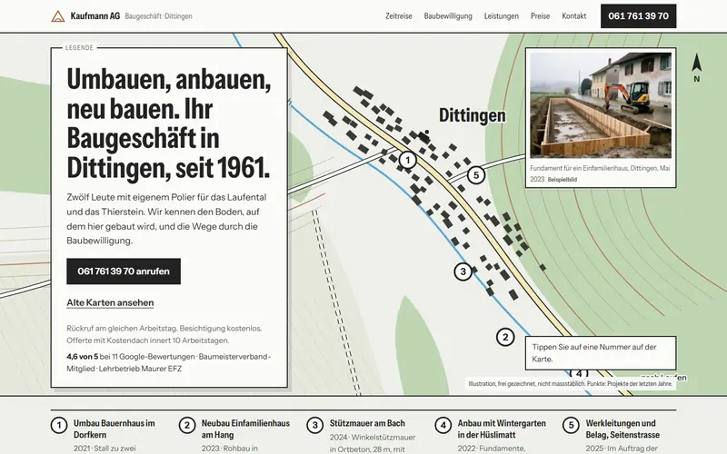 Startseite des Musters Kaufmann AG Dittingen auf dem Computer